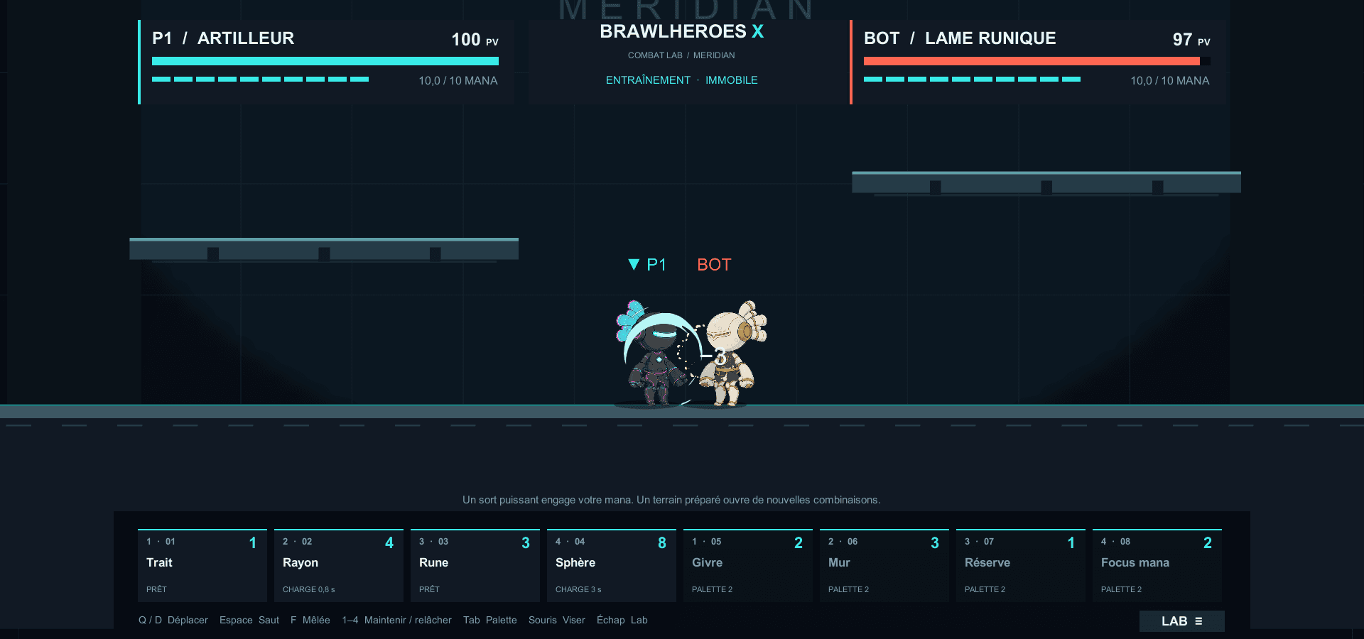 Capture de BrawlHeroes : un duel dans une arène de plateformes
